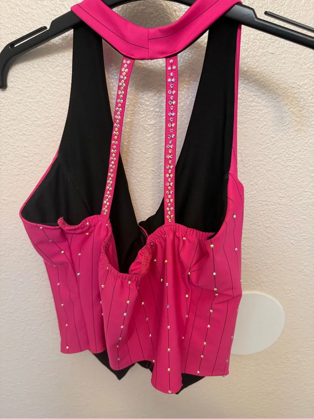 Kelle dance costume 2 piece hot pink jazz rhinestoned ALL THAT PINK 4215 MA adlt - Picture 6 of 13